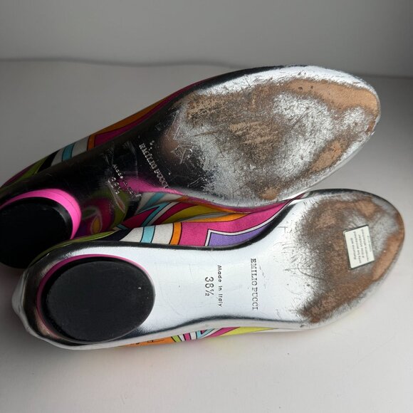 Emilio Pucci Vintage Y2K Satin Ballet Flats Size EU 38.5 US 8 - Picture 6 of 11